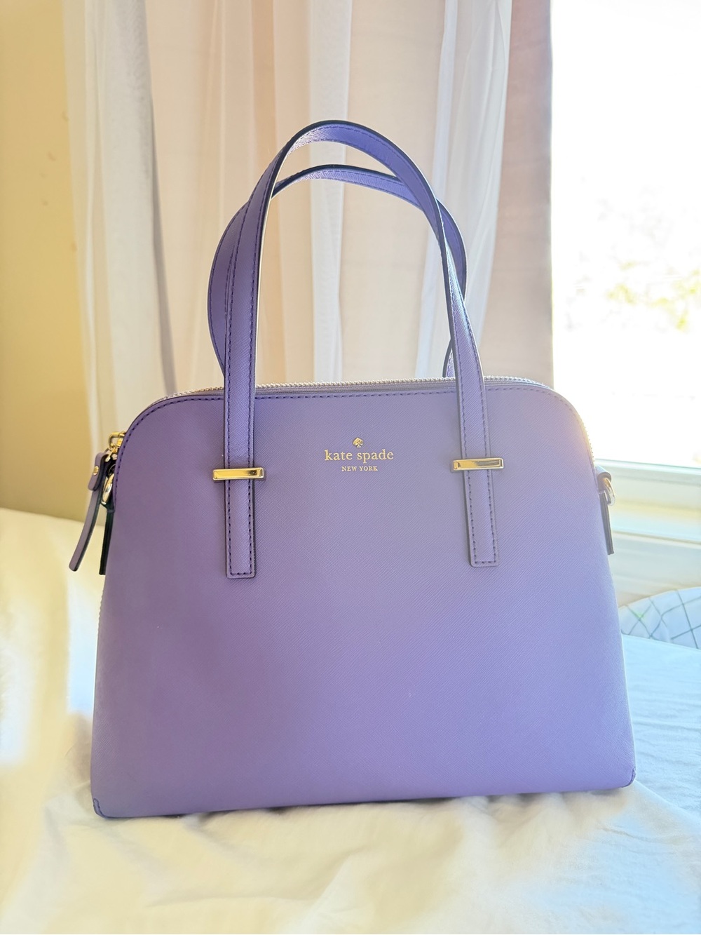 Kate Spade Cedar Street Maise Lavender Purple Saffiano Leather Satchel
